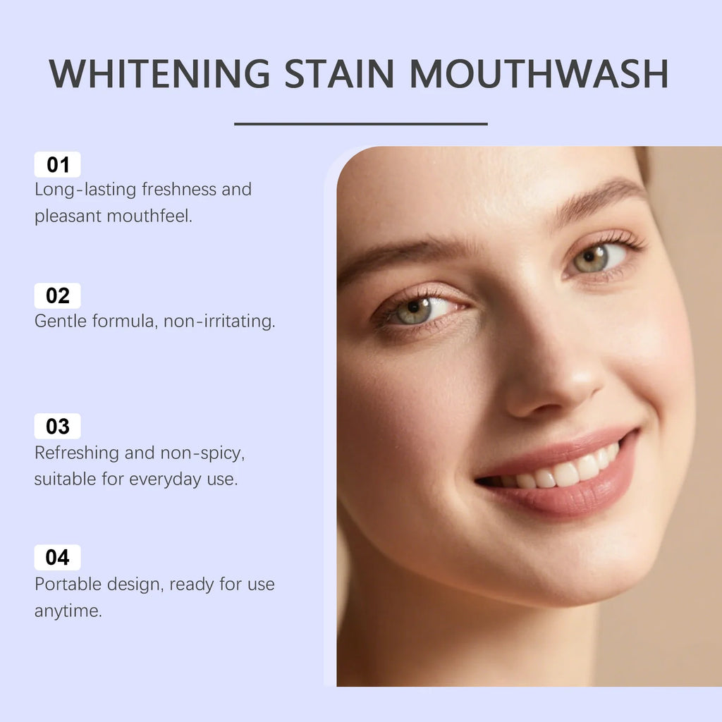 Teeth Whitening Mouthwash Remove Bad Odor Teeth Stain Removal Oral Cleansing Fresh Breath Protect Gum Refreshing Mouthwash 237Ml